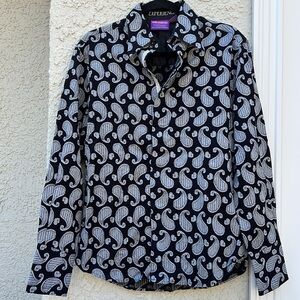 Jimi Hendrix Experience Black Silver Paisley Button up Shirt Men's Size S